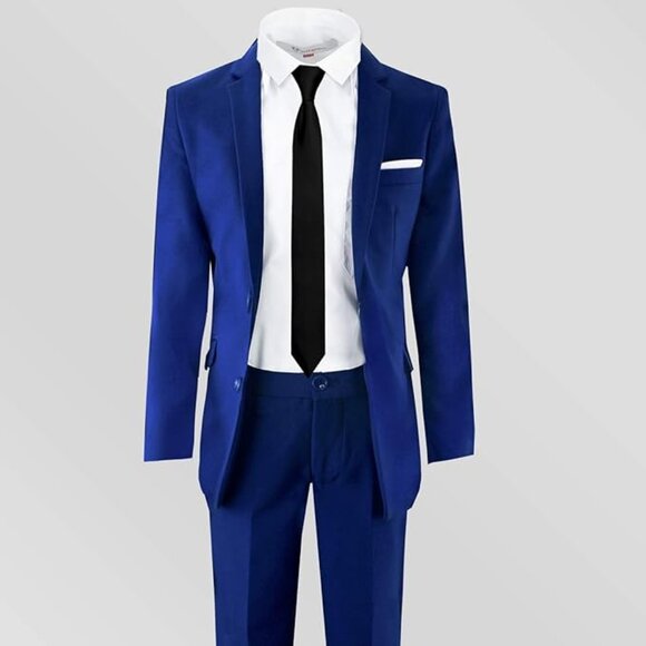 Boys' Slim Fit Suit Complete Outfit in Blue Color - Picture 1 of 5